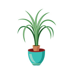 Stylized Potted Plant Illustration on Black Background