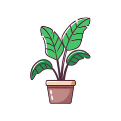 Potted plant illustration on black background, vector image
