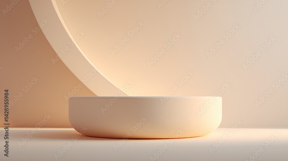 Poster create minimalistic stock photo featuring empty and simple food podium positioned against soft neutral background