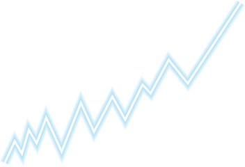 Fototapeta premium Neon finance line graph representing a continuous rising trend with glowing effect.
