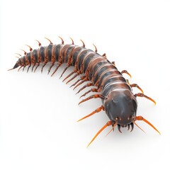 Fototapeta premium Detailed view of a segmented, venomous centipede.