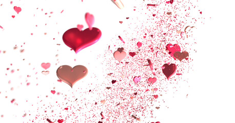  Red heart love confettis. Valentine's day falling