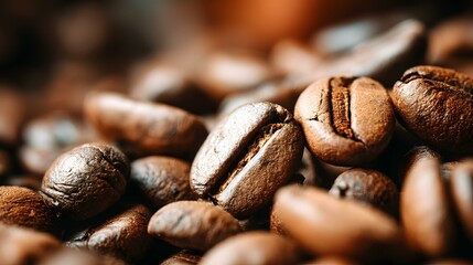 roasted coffee beans with oily shine and texture