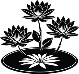 Water Lily Pond Silhouette Minimalist Art