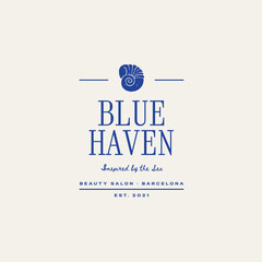 Fototapeta premium Minimalist ocean-themed vector logo. Features stylized waves and marine elements. Perfect for eco brands, travel agencies, or beach-related businesses.