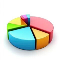 Obraz premium Multi-colored pie chart illustrating proportional data segments.