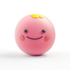 Fototapeta premium Cheerful pink emoticon, a round, cartoon-like character.