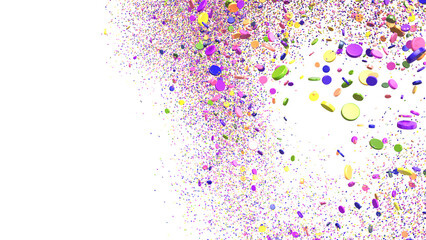 Sunburst and colorful confetti background frame illustration