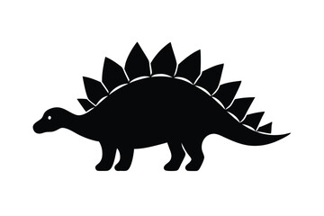 Stegosaurus Dinosaur Silhouette Black And White Vector