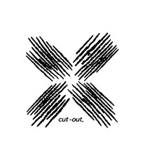 Obraz premium Creative black and white cut-out artwork showcasing unique crosshatch patterns and textured lines in a minimalist design