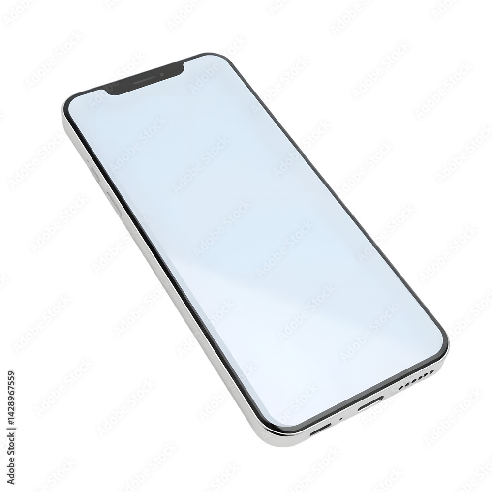 Poster sleek modern smartphone, a 3d render isolated on white, ideal for app presentation. its a design ele