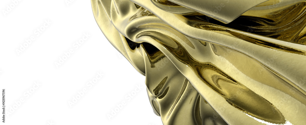 Poster golden fabric folds and drapes in a luxurious display