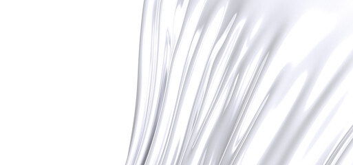 Fototapeta premium Close-up of a white fabric drape, showcasing its texture and folds. The fabric is illuminated by a soft, white light, creating a dramatic contrast against the dark background.