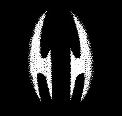 Unique abstract symbol evoking strength and mystery against a bold black background