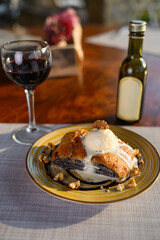 strudel with poppy seeds and ice cream