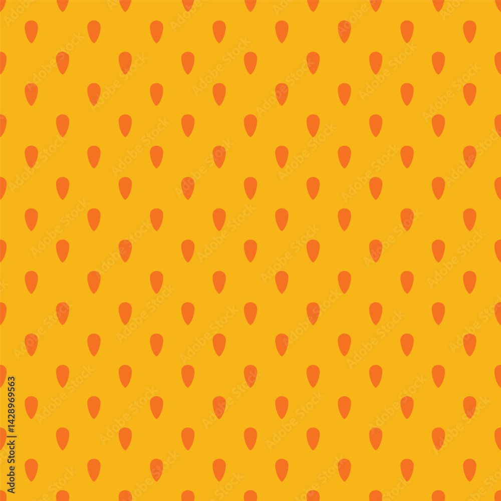 Poster Abstract orange backdrop teardrop motif in uniform pattern
