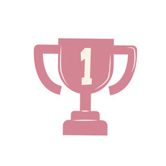 Win cup with first place in flat design. Basketball championship prize. Vector illustration isolated.