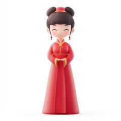 Cheerful chinese girl in traditional attire.
