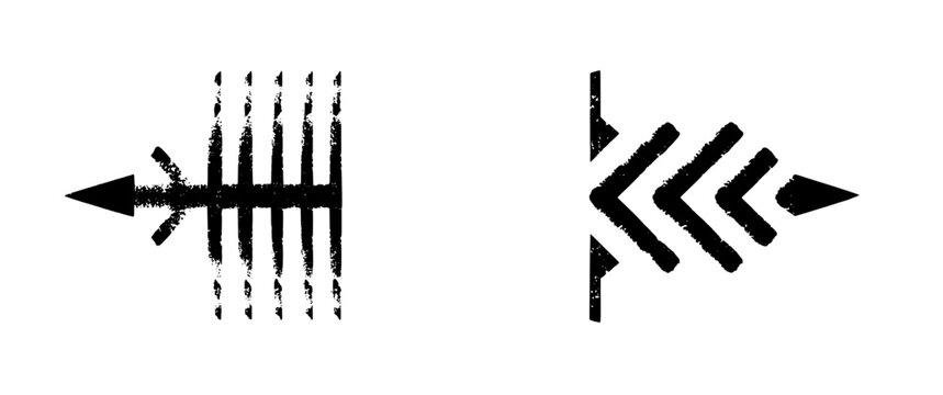 Patterns of movement are captured in contrasting black and white design, showcasing directional themes on a minimalist canvas