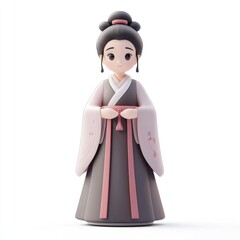 Cute, stylized figurine of a Chinese lady in traditional dress.
