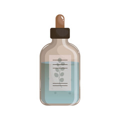 Face serum in bottle in flat design. Essence skin care product with pipette. Vector illustration isolated.