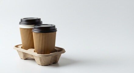 温かいコーヒー二杯 シンプル背景 上品な色合い