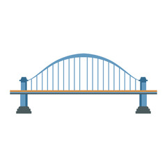 Bridge architecture in flat design. Rounded construction silhouette. Vector illustration isolated.