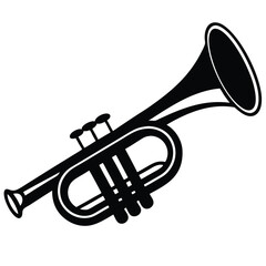 Naklejka premium Isolated Black Vector Musician using Element trumpet With White Background
