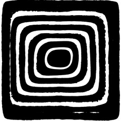 Black and white concentric squares evoke a sense of depth and movement in a minimalist design