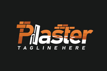 This plastering logo design utilizes textured typography and organic shapes to deliver a bold and artistic brand statement, combining visual impact with a handcrafted aesthetic