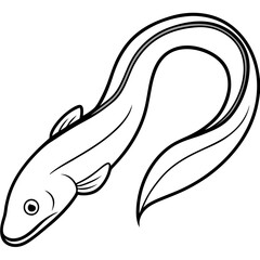 Minimalist Eel Line Art Vector