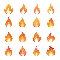 Blaze of Flames, Fire & Campfire Vector Icons Set