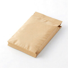 Empty Kraft Paper Food Packaging Bag isolated on white background.