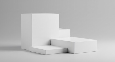 Fototapeta premium 白い幾何学模様 柔らかな光で輝くミニマルな空間