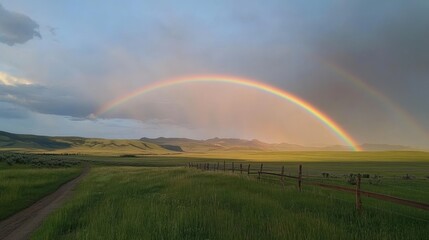 Double Rainbow Over Montana Prairie