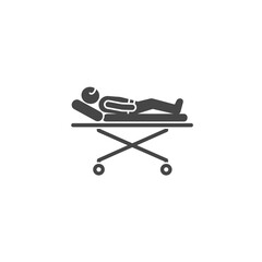 Accident Victim Symbol Showing Patient on Stretcher for Emergency Medical Transportation