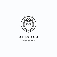 Stylized owl logo template, wise nocturnal guardian