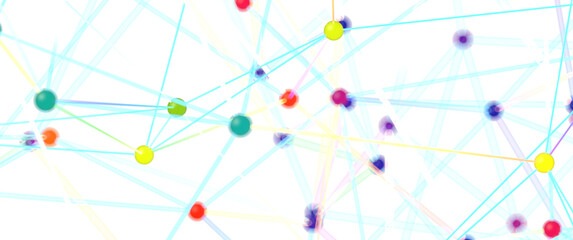 Abstract Colorful Network with Lines and Spheres