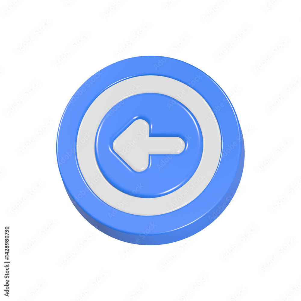 Poster left arrow 3d button icon rendering