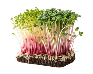 Vibrant microgreens sprouts on a white transparent background, PNG mockup for clean and crisp design artwork