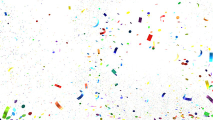  Colorful assorted confetti with serpentine on white