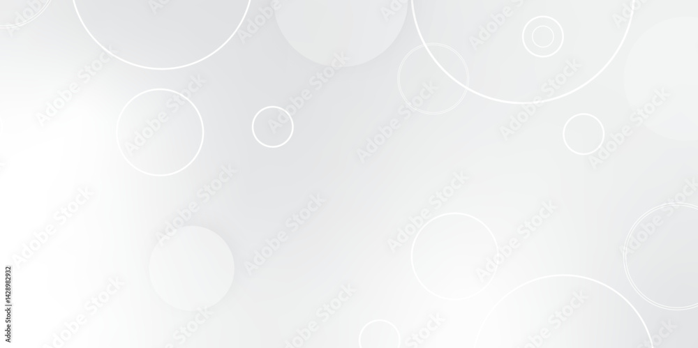 Aufkleber Abstract background with circle white abstract geometric background with soft light white paper circles in design .Gray abstract. Modern design background for report and project presentation template.
