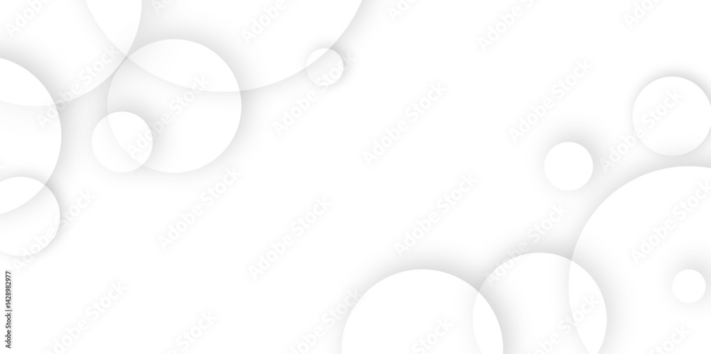 Aufkleber Abstract background with circle white abstract geometric background with soft light white paper circles in design .Gray abstract. Modern design background for report and project presentation template.