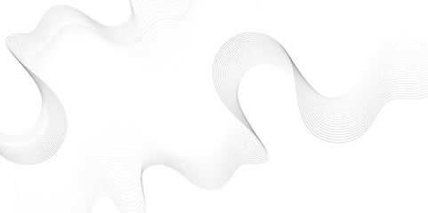 Abstract grey, white smooth element swoosh speed wave modern stream background. Wave with lines created using blend tool. Abstract frequency sound wave lines and twisted curve lines background.	