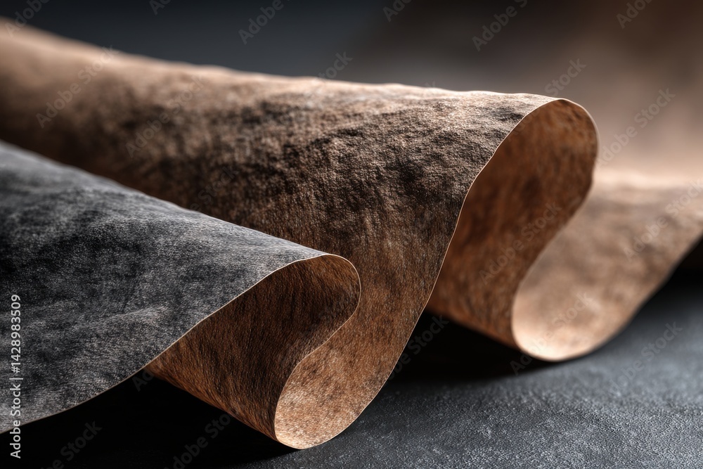 Poster abstract background with flowing fabric texture, brown and grey tones adding a sense of depth and mo