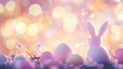 Easter bunny glow soft pastel background
