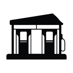 Gas Station Silhouette Vector Illustration