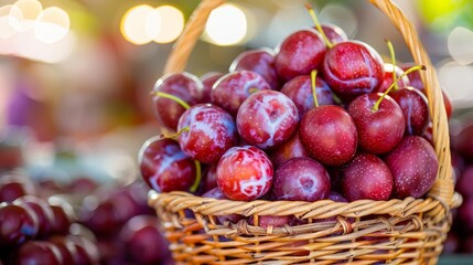 Bountiful basket brimming with juicy, ripe cherries showcasing nature's sweetest gems ready for enjoyment
