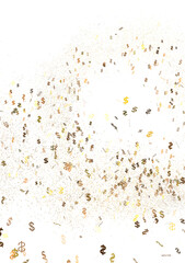 Abstract background image featuring gold dollar signs on white. Ideal for finance, money, and wealth concepts.