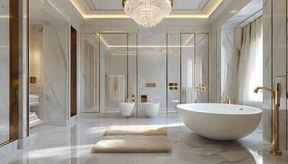 Luxurious bathroom design modern home interior photography contemporary style bright space serenity and comfort